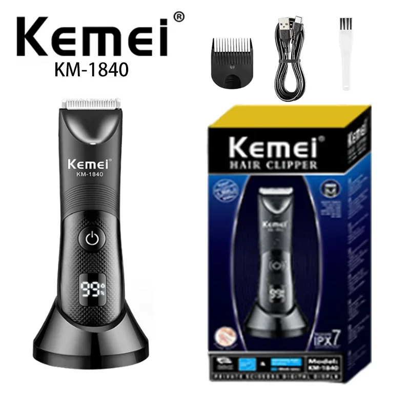 Kemei-男性と女性のための完全な電気シェーダー,充電ベース付きの防水シェーバー,多機能,KM-1840