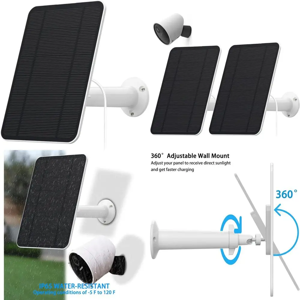 

Outdoor Security Camera Panel with Weatherproof Mount, IP65 Rating, 13.1ft Power Cable (2)