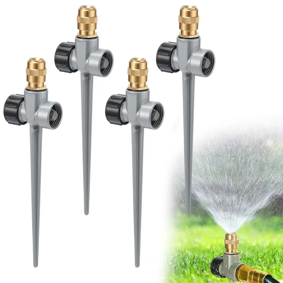 

Набор металлических разбрызгивателей для газона с охватом 360°, регулируемыми латунными форсунками и основанием из алюминиевого сплава для сада