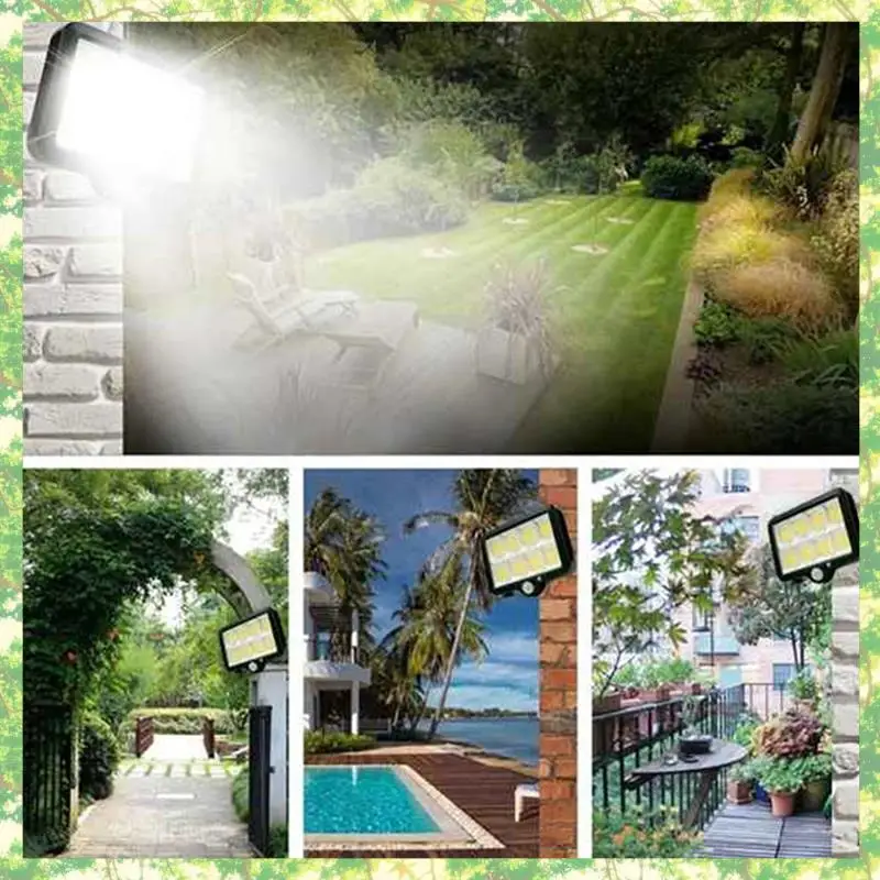 Smart-4Pc 2000 lúmenes 160 Leds colector Solar luces IP65 impermeable con cable Sensor de movimiento reflector de seguridad 360 grados ajustable