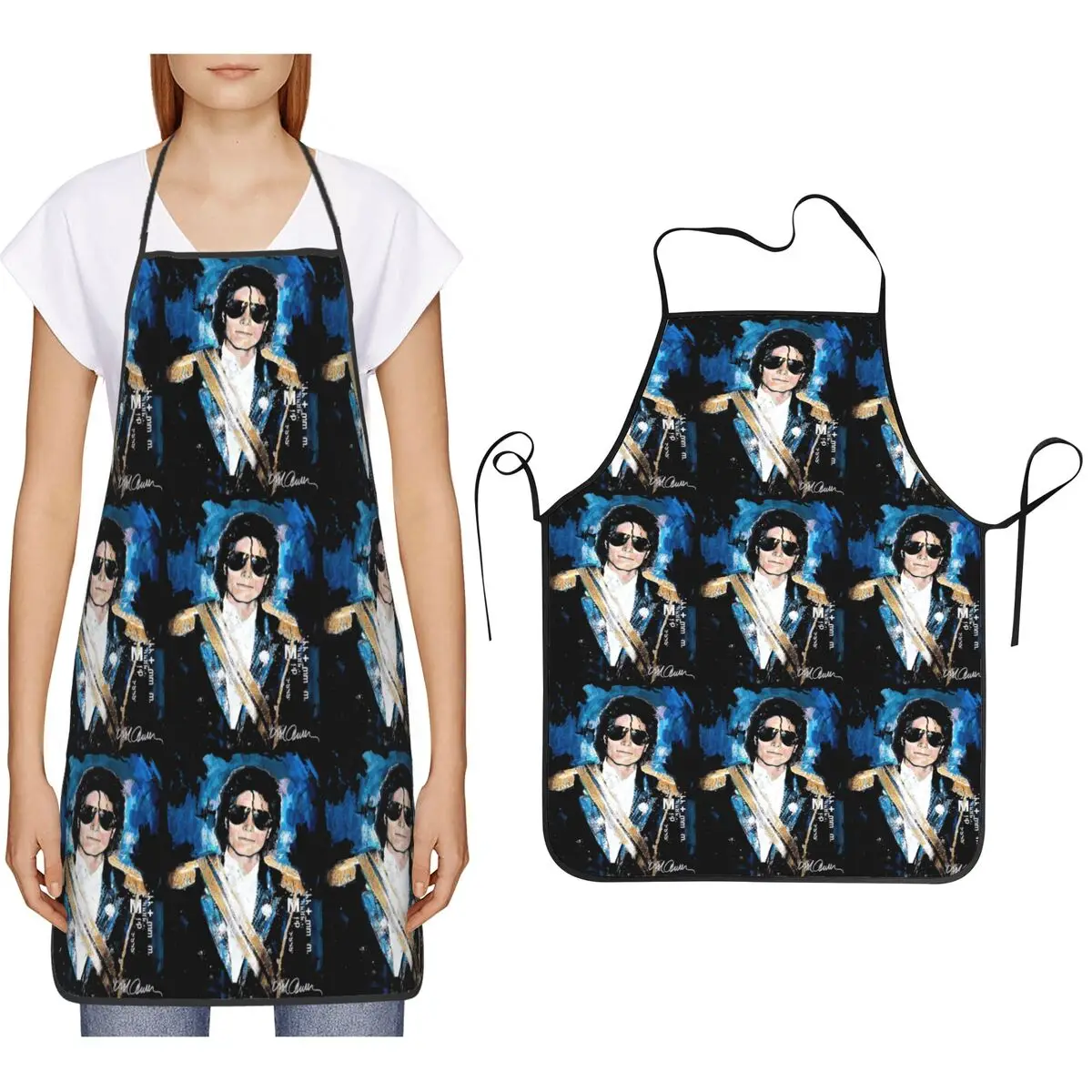 Michael 1984 Grammys Jackson Pop Art Portrait Aprons Chef Cooking Baking Tablier Bib Kitchen Cleaning Pinafore for Women Men