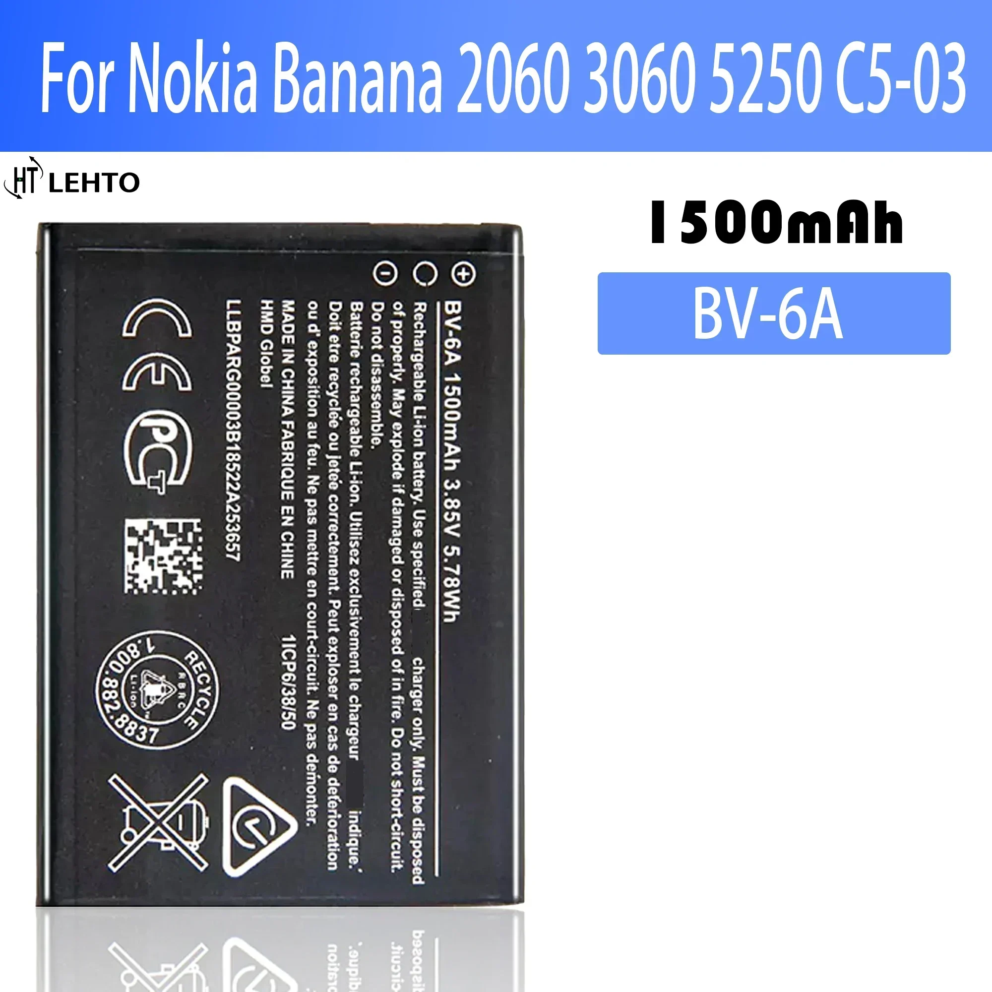 100% NEW Original 1500mAh BV 6A BV6A BV-6A Battery For Nokia Banana 2060 3060 5250 C5-03 8110 4G Batteries Batteria