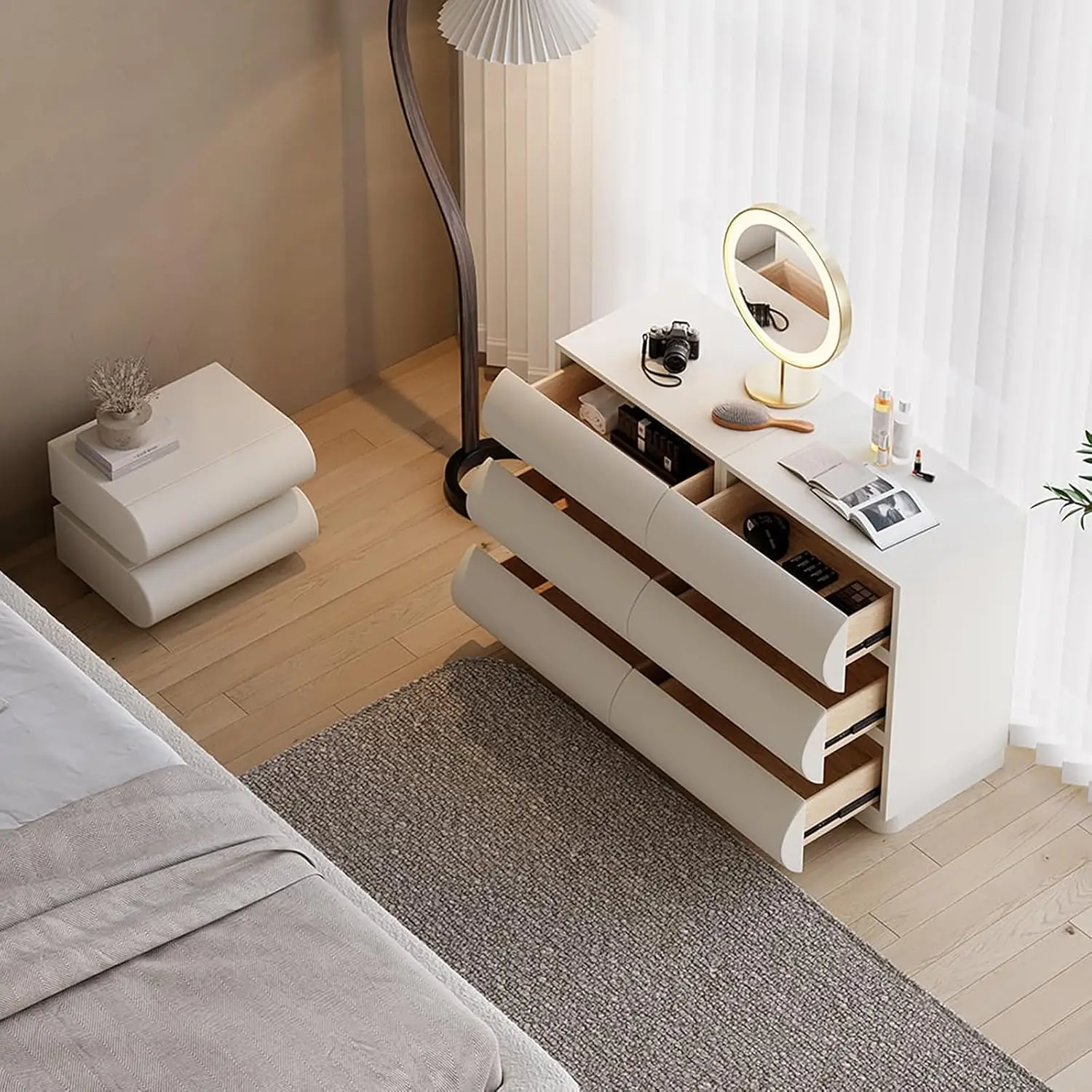 Commode moderne en cuir blanc 6 MELCommode avec armoire de rangement