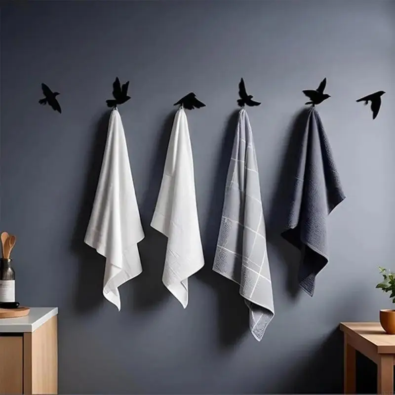 Elegant Black Bird Hook With Simple Installation Stylish And Practical Home Storage Hanger Metal Holder Y5GB