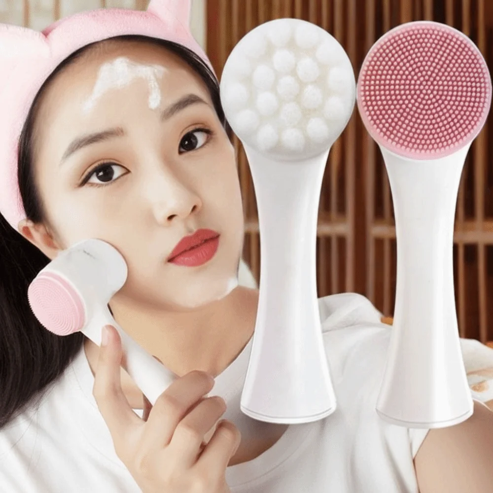 

3D Double Sid Face Washing Brush Pore Cleaner Exfoliator Soft Bristles Facial Cleansing Brushes Manual Facial Wash Instrument