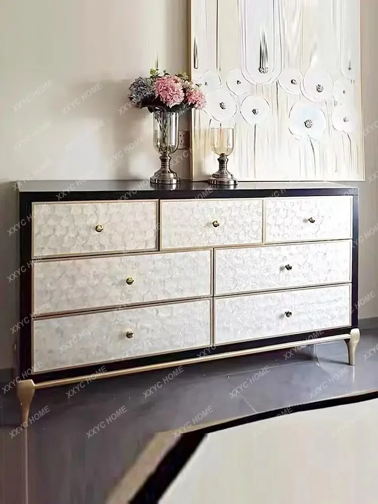 Country Shell Seven Drawer Chest Modern Simple Living Room Sideboard Entryway Cabinet Bedroom Storage Cabinet