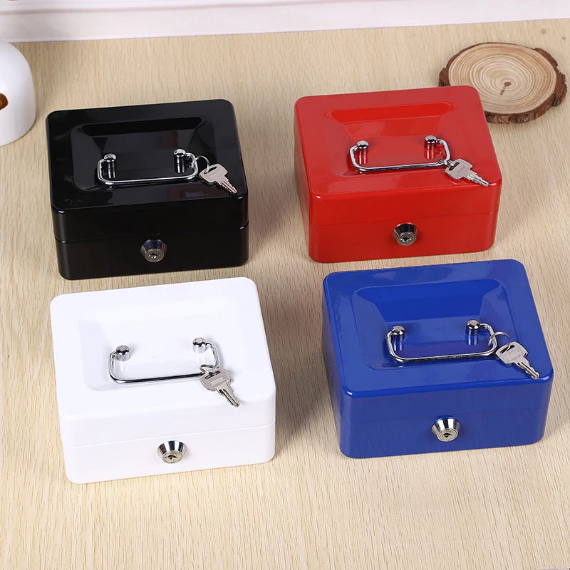 1Pc Creative Mini Petty Cash Money Document  Storage Box Metal Security Lock Lockable Safe