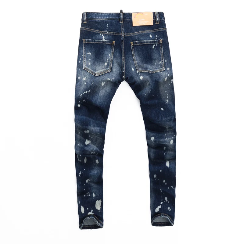 Designer Hombre High Street Fashion Men's Stretch Slim Fit Corrugated Blue Jeans Hip-Hop Brand Streetwear Pants