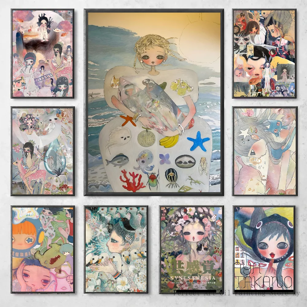 A-Aya Takano Poster Self-adhesive Art Waterproof Paper Sticker Coffee House Bar Room Wall Decor