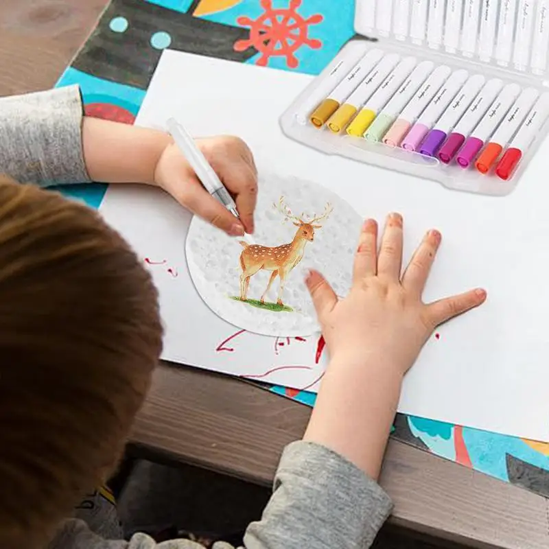 다기능 어린이 그림 3D 드로잉 캔버스 스펀지 12색 세트 (물붓, 이젤 포함) - 어린이, 가족, 성인용