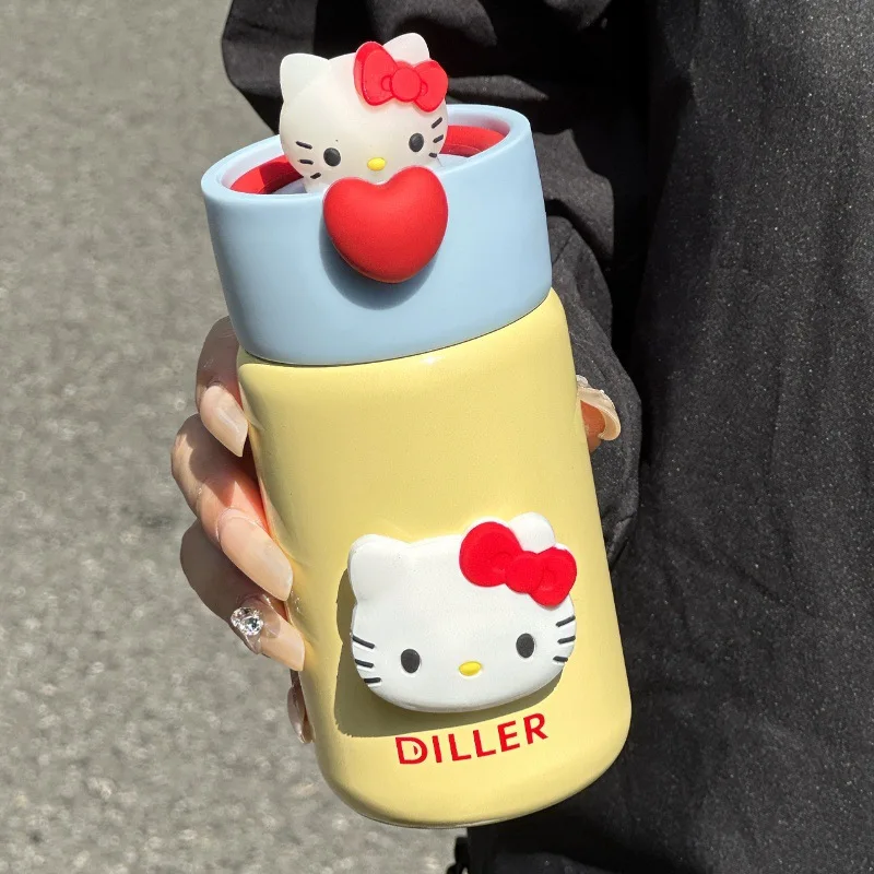 Sanrio Anime Peripheral Hello Kitty Thermos Portable Tea Separator Water Cup Cute Cartoon Mini Compact Girl High Looks Water Cup