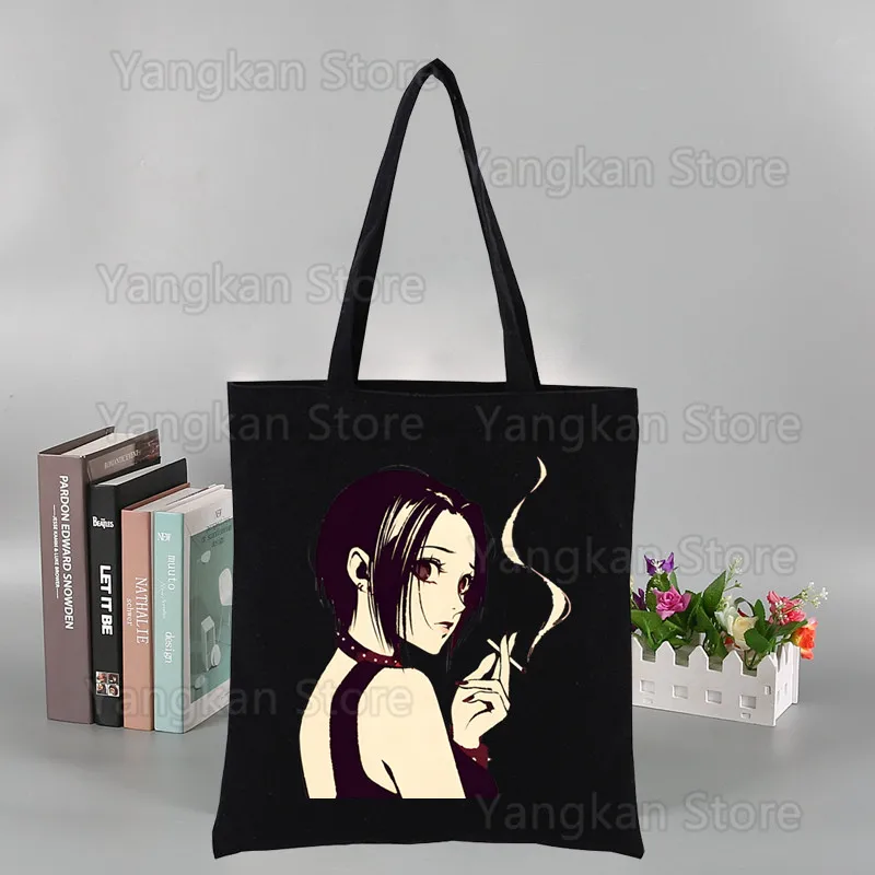 Anime Nana Osaki Manga Shopper Bag Canvas Tote Shoulder Bags Shopping Bag with Print Black Cloth Handbags