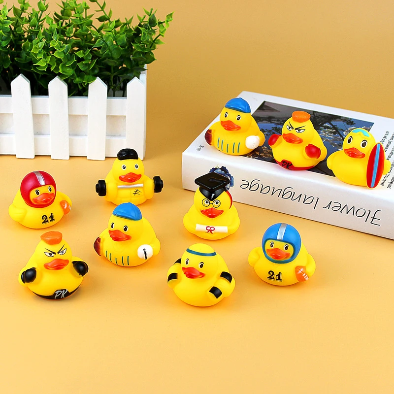 Creative Sports Duck Modelling Yellow Duck Toys Funny Pinch Sound Baby Water Play Floating Bath Toys Children's Birthday Gift