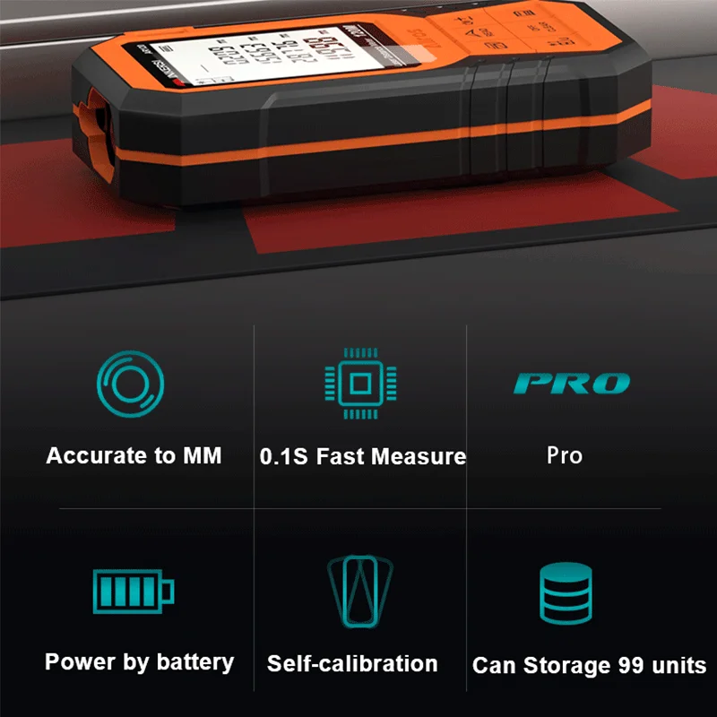 INKERSI Durable Laser Rangefinder 50M Large Display Laser Distance Meter Measure Distance/Area/Volume