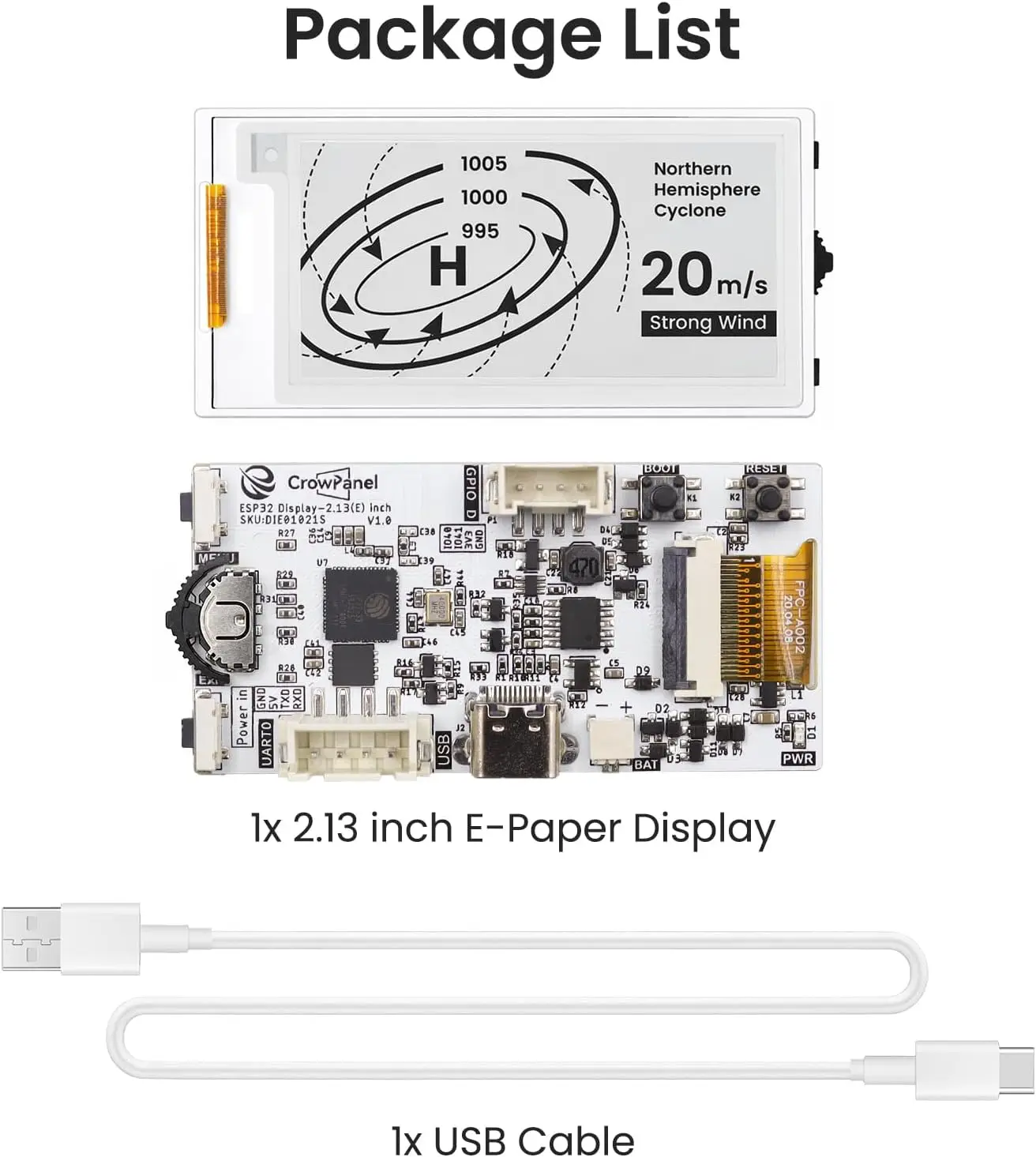 Hot CrowPanel 2.13 inch E-paper 2.13" E-ink E Ink Screen with 122x250 Resolution Compatible with Arduino IDE