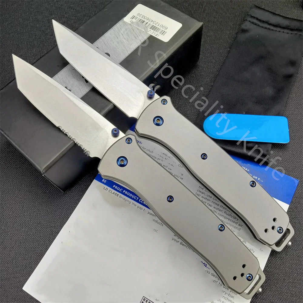 Titanium Alloy Handle BM 537 Bailout Folding Pocket Knife M390 Blade Utility Tactical Knives Outdoor Camping Hunting EDC Tool