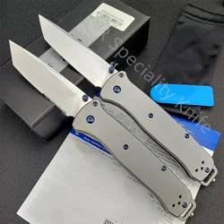 Titanium Alloy Handle BM 537 Bailout Folding Pocket Knife M390 Blade Utility Tactical Knives Outdoor Camping Hunting EDC Tool