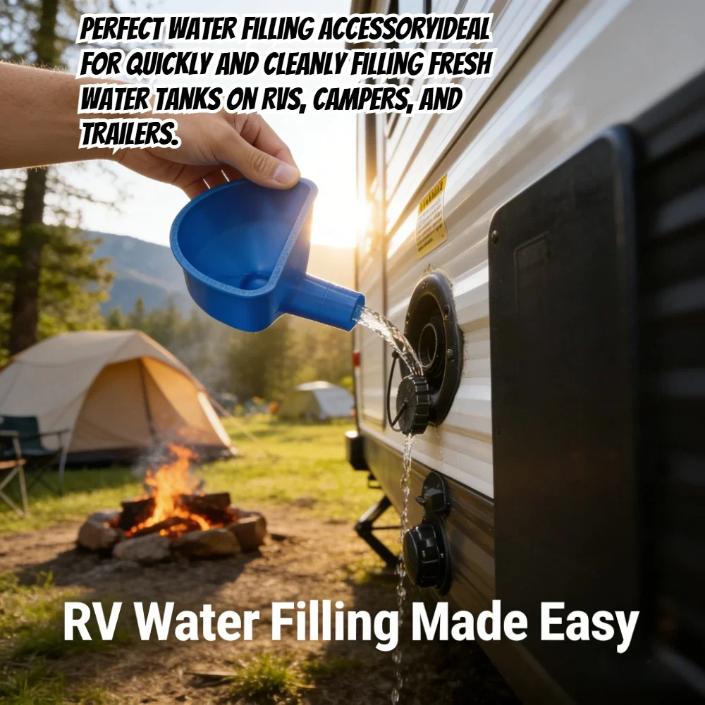 

RV Dedicated Water Filling Funnel Parts, Outdoor Camping Anti-Spill Water Catcher, Portable Multifunctional Water Refilling Tool