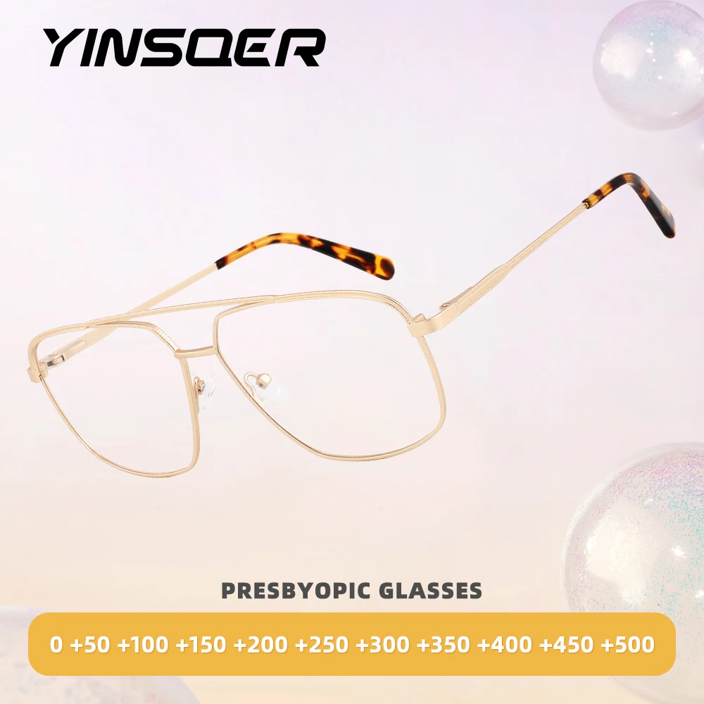 

Reading Glasses Double Bridge Oversize Frames Anti-Blue Light Computer Eyeglass Men Women Pilot Style Customized Prescription