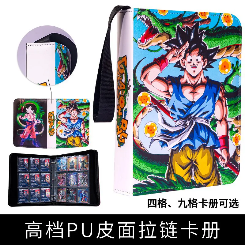 400/900pcs Dragon Ball Z Card Album Book Folder 4/9 Card Slots Collections Zipper Double Pocket Zipper Card Binder Holder