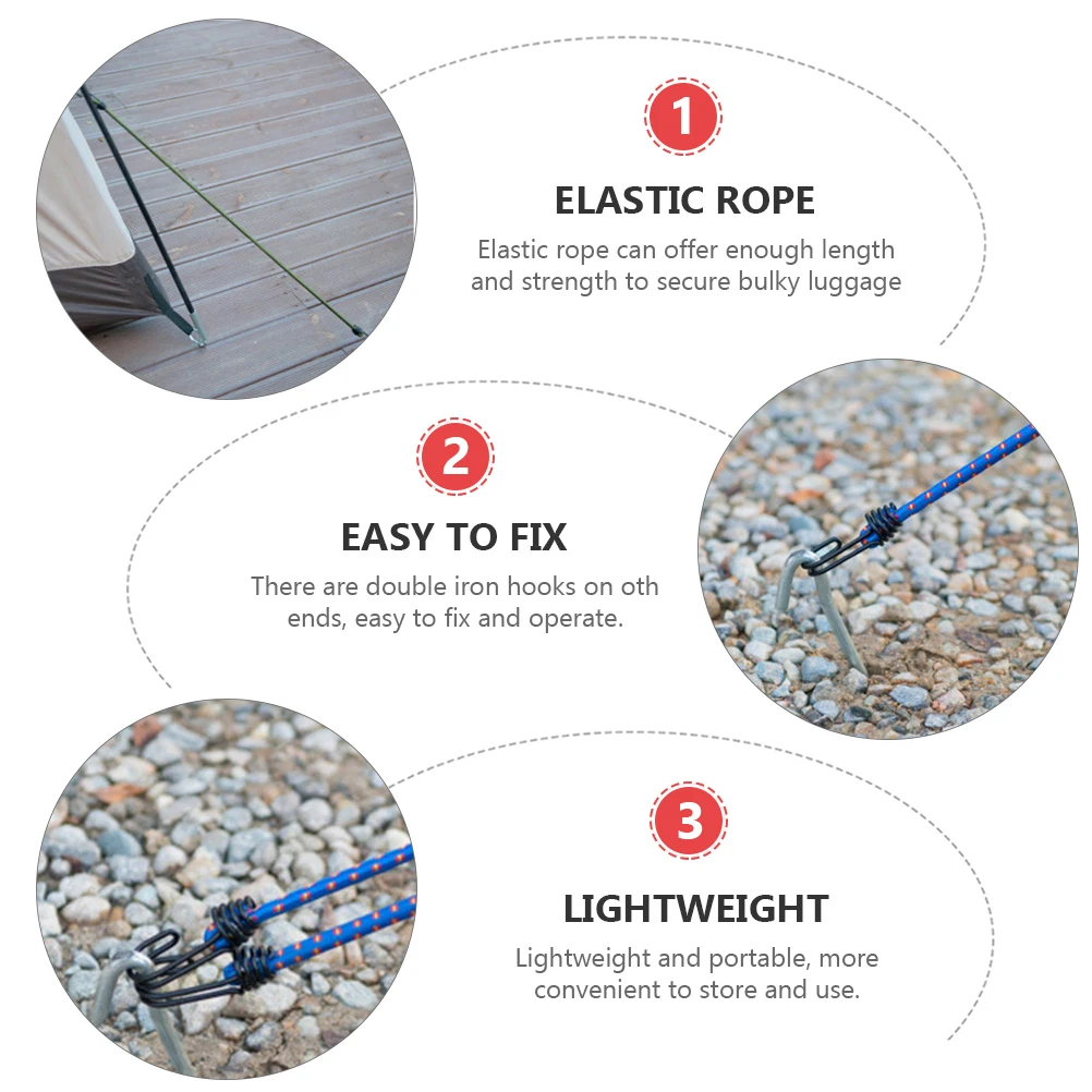 

6 Pcs Elastic Rope Luggage Tie Outdoor Multi-functional Binding Belt Oxford Cloth Tent Fixing Belts Strap Bungee Cords