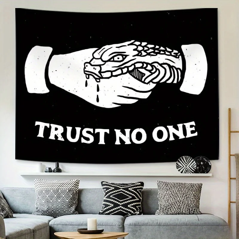 Warning Quotes No Trust Tapestry Aesthetic Wall Hanging Decor 78 X 59 Inches 90G Polyester Tapestry for Bedroom Home Office Deco