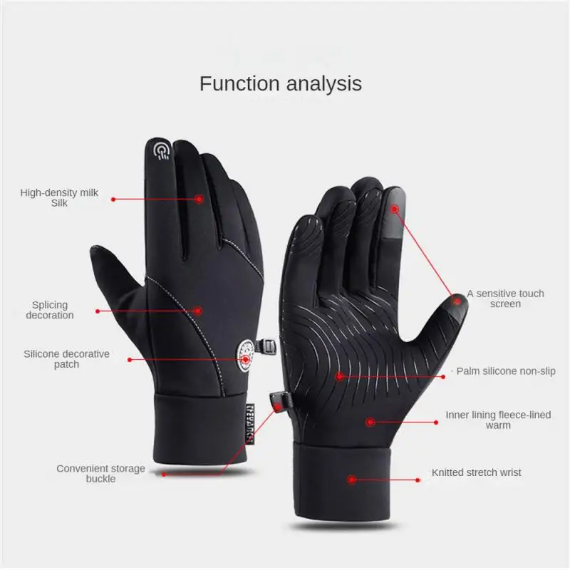 Зимние теплые велосипедные перчатки, ветрозащитные, водонепроницаемые, нескользящие перчатки для сенсорных экранов, для занятий спортом на открытом воздухе, мотоциклетные велосипедные перчатки