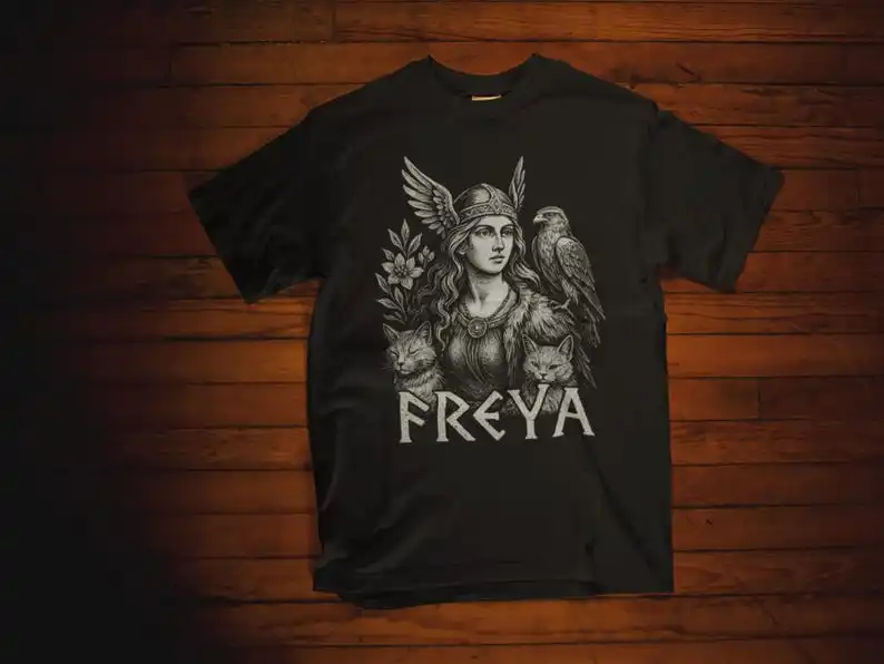 Freya T-Shirt Norse Goddess, Norse Mythology Valkyrie Tee,  Pagan Witch Gift for Nordic Women & Gothic Aesthetic Fans T-shirt