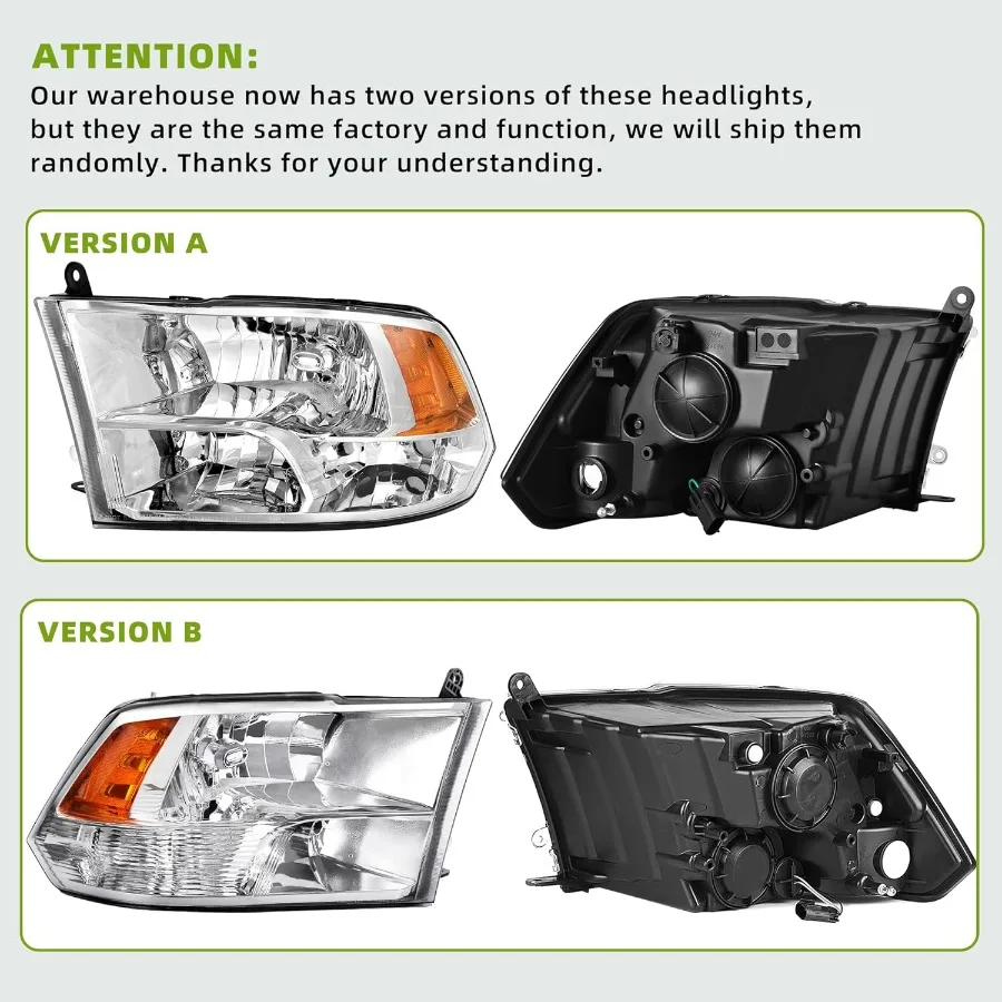 مجموعة مصابيح أمامية متوافقة مع 20092018 دودج رام 1500 20102018 دودج رام 2500 3500 20192022 رام 1500 شاحنات بيك اب كلاسيكية #4