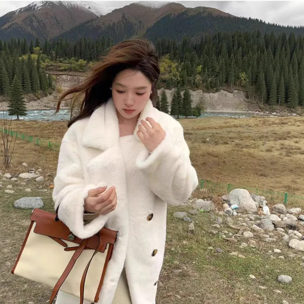 جديد الخريف والشتاء تقليد أرنب الفراء الفراء سميكة مزاجه الدافئة الموسعة أفخم معطف الفراء سترة دعوى طوق #3