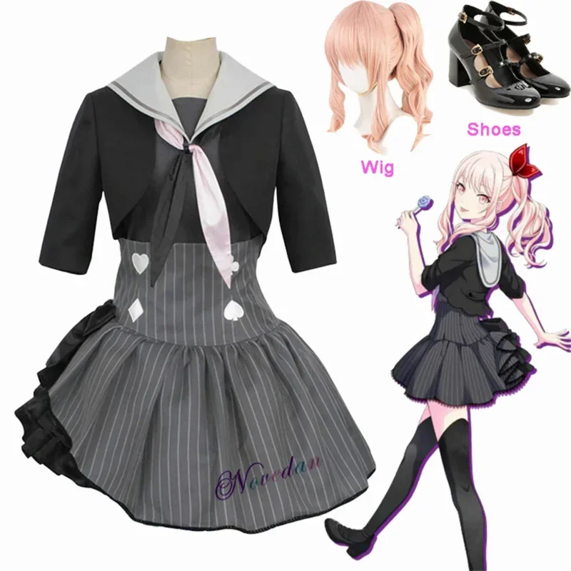 Cosl120 Anime Project Sekai Colorful Stage! Foot. Akiyama Mizuki Cosplay Costume Wig Shoes Lolita Dress Halloween Party Outfit.