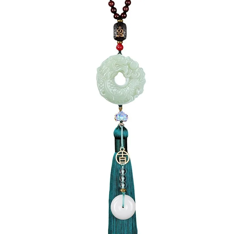 2023 new Hetian jade Youlong pearl car pendant high-grade safe car hanging jewelry car hanging men's pendant.