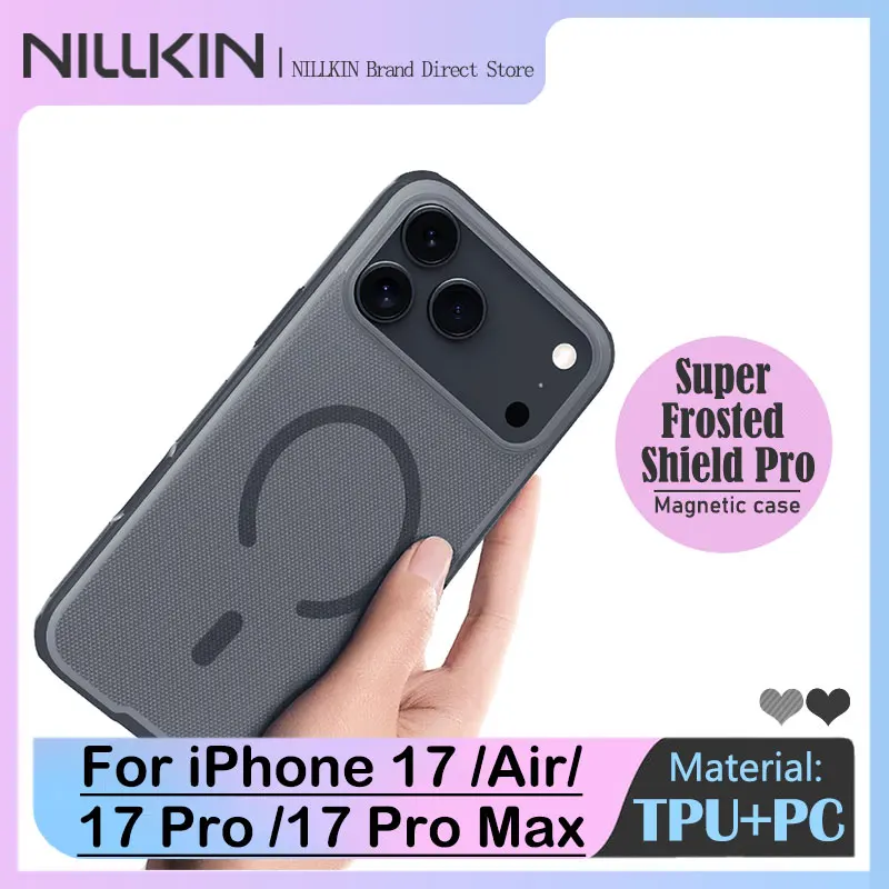 

Nillkin Super Frosted Shield Pro Magnetic Case for iPhone 17 series, Shockproof, Drop-resistant, TPU+PC Classic Matte Back Cover