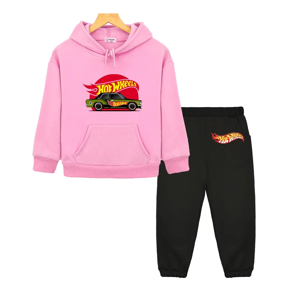 Hot Wheels Cartoon Kids Sweatshirt Set Baby Boy Girl Winter Children Tops Toddler Clothes Thicken Fashion Long Sleeve Polyester