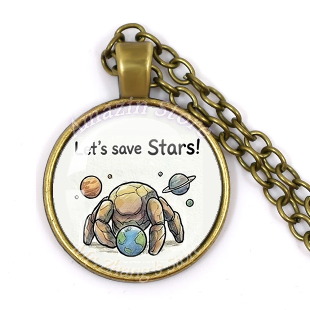 Project Hail Mary Rocky Cartoon Emoji Package 25mm Round Necklace Handmade Glass Decoration Glass Gift JD049