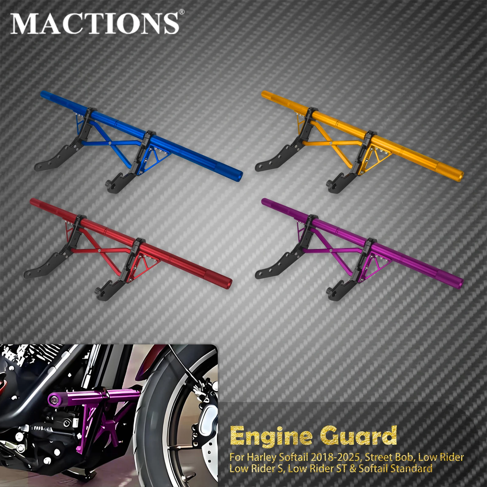 

Motorcycle Front Engine Guard Crash Bar For Harley Softail Street Bob FXBB Low Rider Standard 2018-25 Bumpers Falling Protector