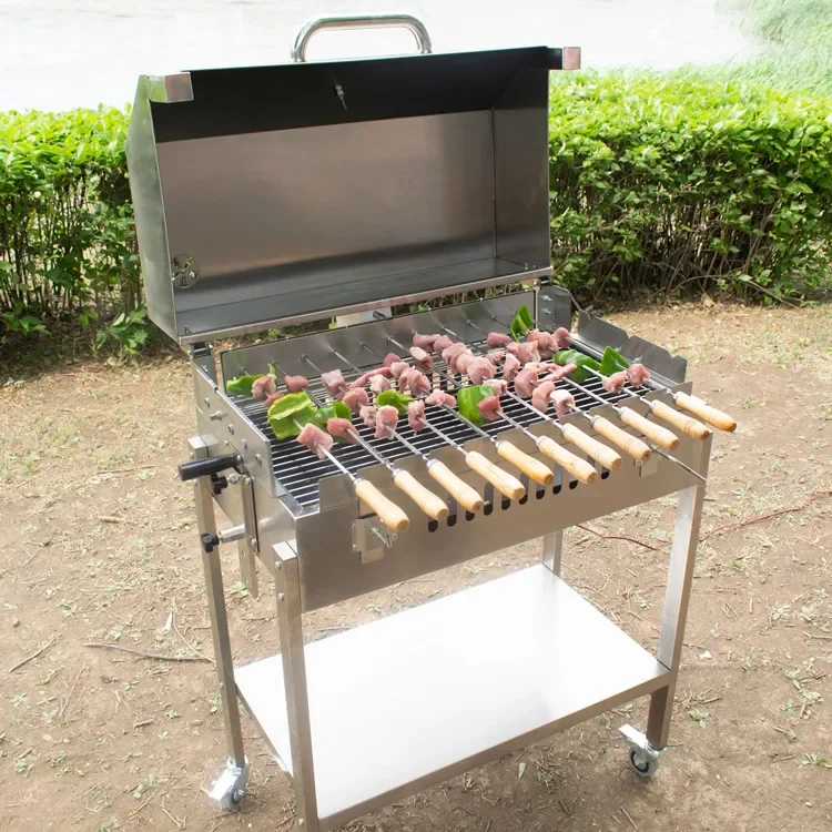 Modern Greek Cypriot Foukou Rotisserie Charcoal Deluxe BBQ Electric Grill Brazilian Skewers Spit