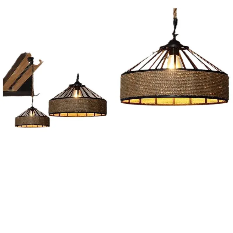 

Retro industrial style yurt loft personalized hemp rope chandelier clothing store barbecue shop