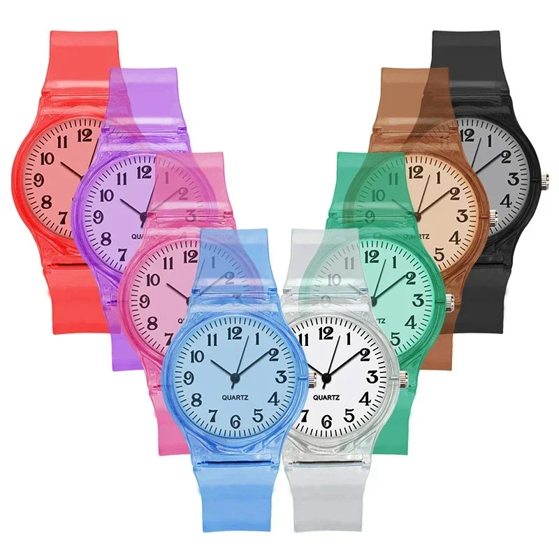 Casual Fashion Silicone Jelly Quartz Watches for Women Lovely Ladies Wristwatch Transparent Summer Candy Color Student Clock