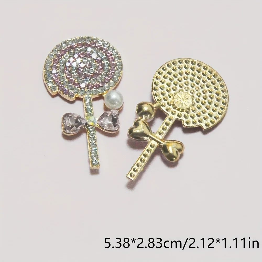 2Pcs Glittering Metal Pink Lollipop With Rhinestone Perfume Bottle Love Chain Five Color Astral Junk Phone Case Mirror Sunglass