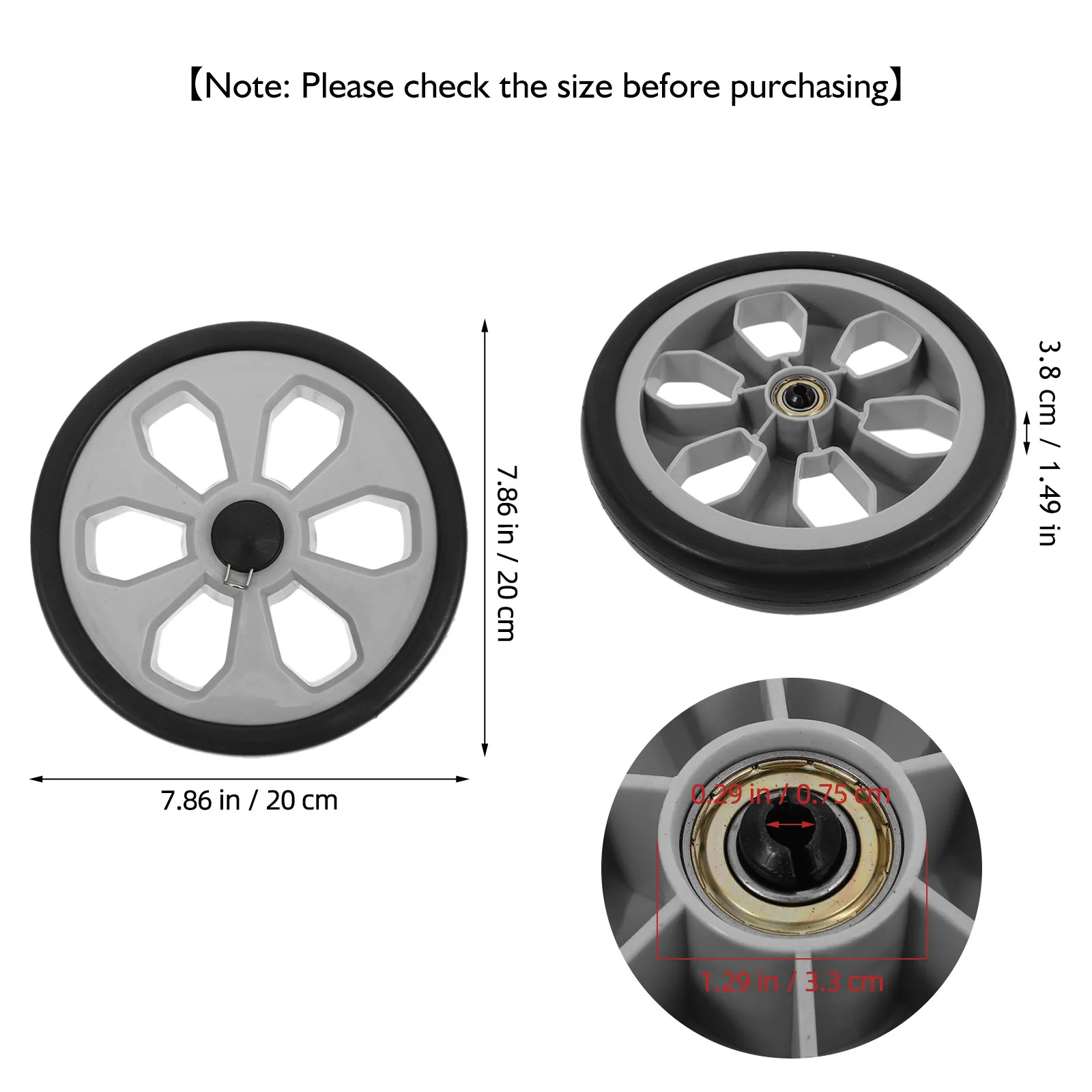 2Pcs Grocery Cart Wheels Replacement Versatile Heavy Duty Wheels for Shopping Trolley Stroller Foldable Utility Cart Indoor