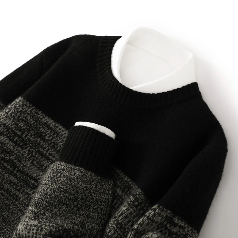 2025秋冬メンズウールニットプルオーバー長袖丸首ジッパーセーター高品質暖かくてファッショナブルなトップス