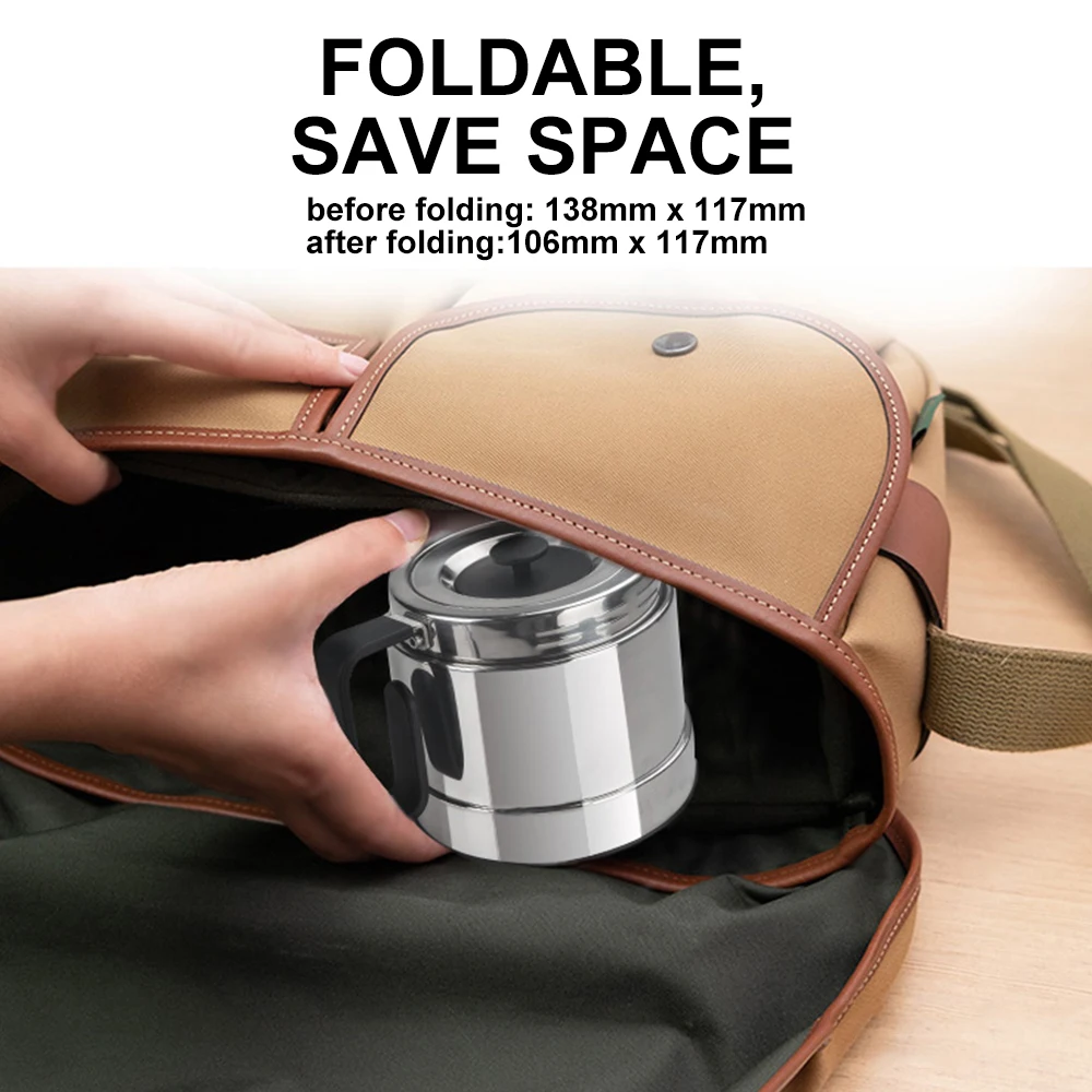 110V/220V Folding Electric Kettle Switchable Voltage Kettle Portable Travel Pot Adjustable Temperature 304 Stainless Steel Pot