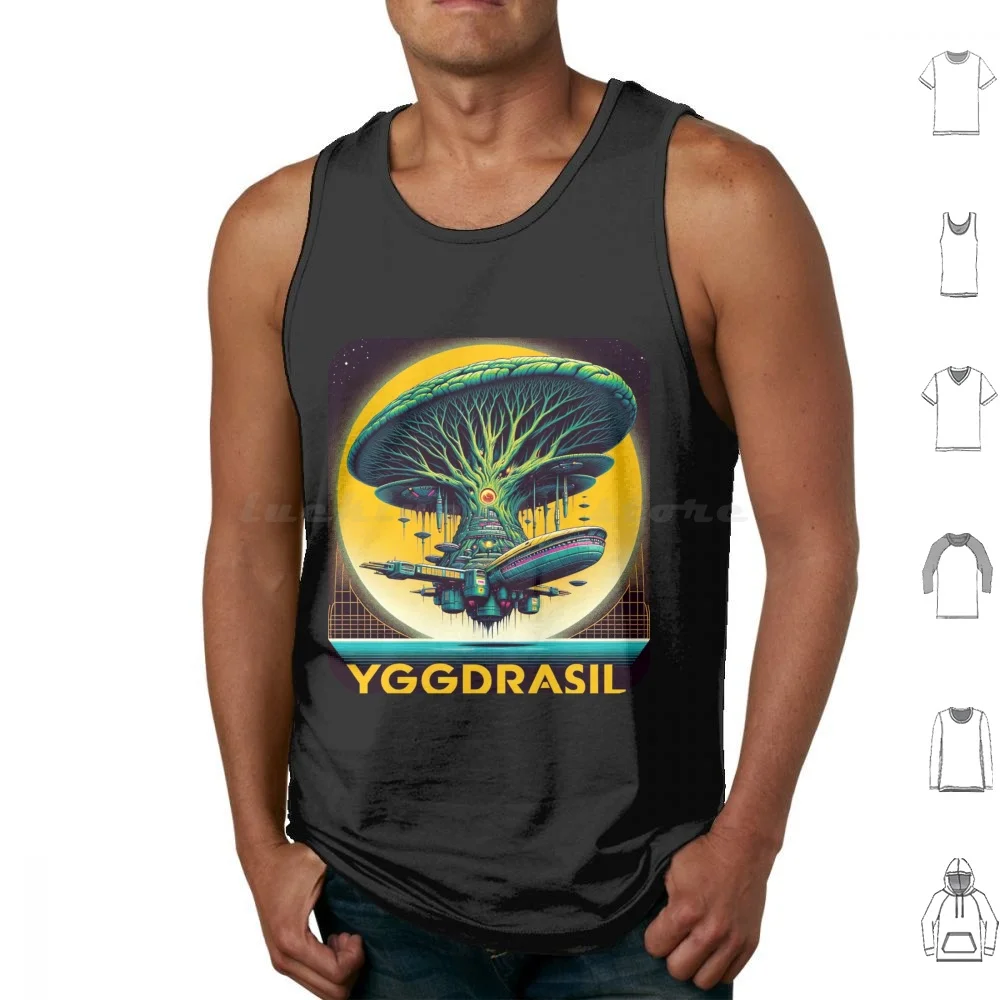 Yggdrasil-Hyperion Tree Ship Tank Tops Print Cotton Yggdrasil Ship Tree Hyperion Shrike Science Fiction Science Fiction