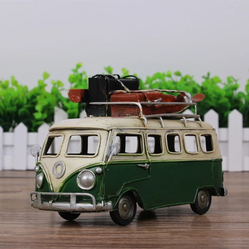 Retro Collectible Tin Bus Toy with Wind-Up Mechanism