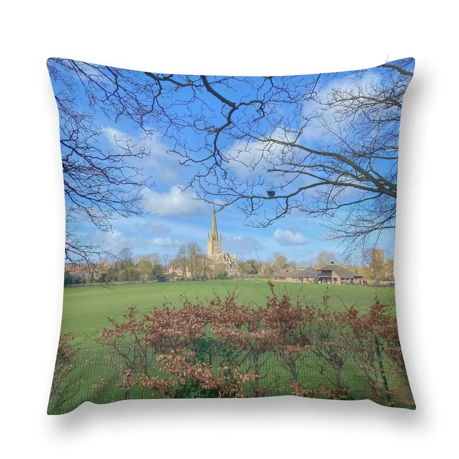 Springtime at Norwich Cathedral Throw Pillow Couch Cushions christmas pillowcases Christmas Pillows Pillow Case pillow