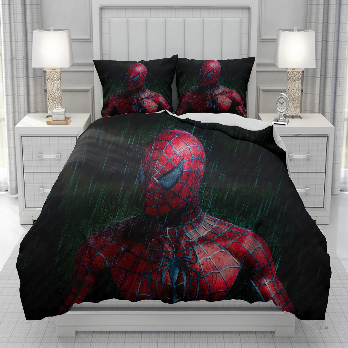 Spider Man  superheroes Duvet Cover men women/Children KID Printing Disney cartoon Bedding Set  Comforter Bed Soft