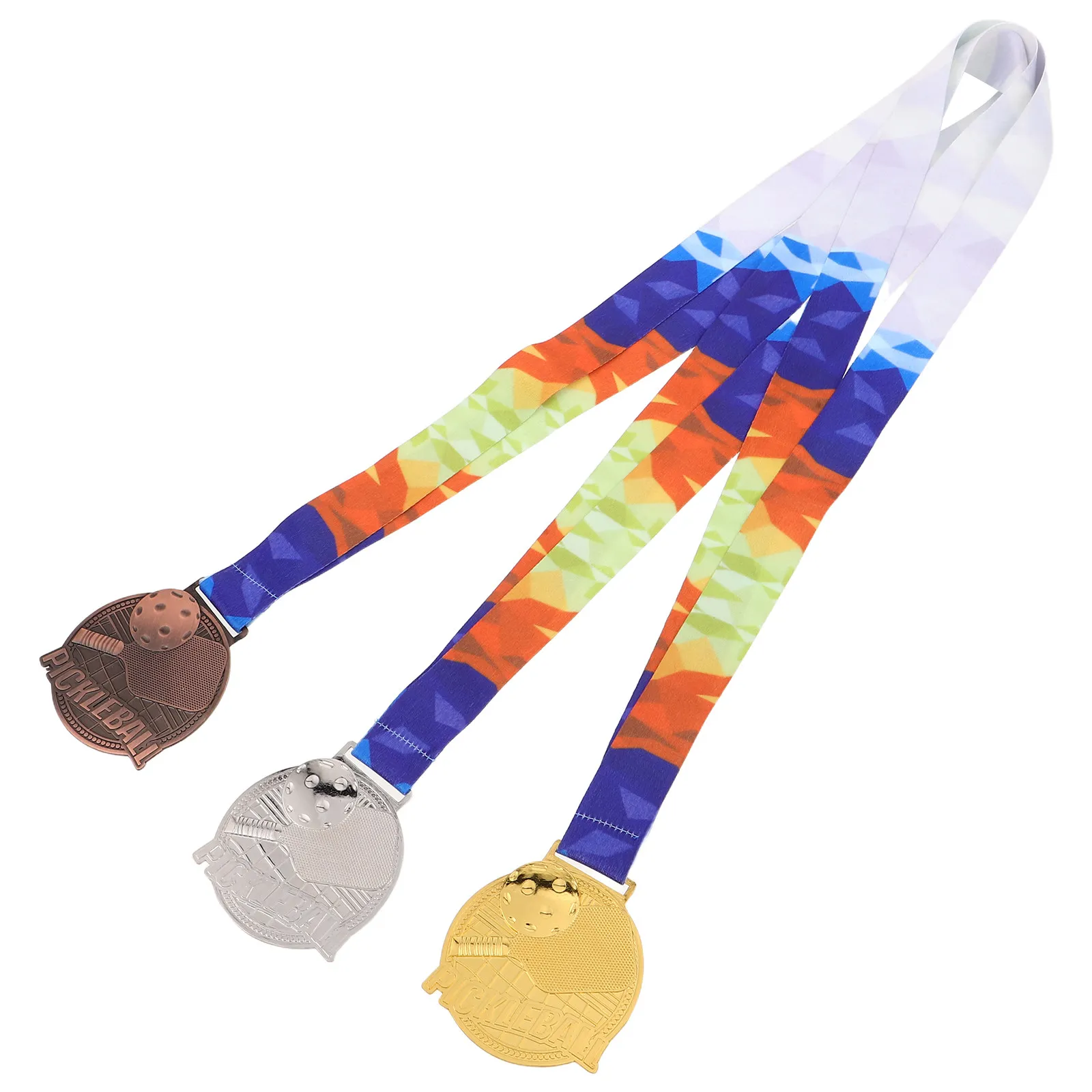 

3Pcs Pickleball Medals Metal Award Neck Ribbons Sports Event Prizes Tournament Winner Championship Medals Party Favors