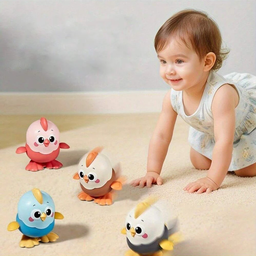 Wind-Up Jumping Chicken Toy, Cartoon Clockwork Animal Toy, Interactive Crawling Toy for Toddlers & Kids