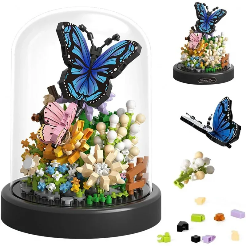 

Blocks Butterfly Bouquet Block Set with Protective Case DIY Flower Insect Clip Building